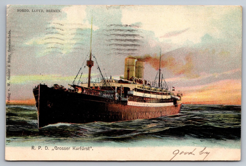 Cruise Ship Ocean Liner RPD Grosser Kurfurst Nordd Lloyd Bremen Postcard  Z12
