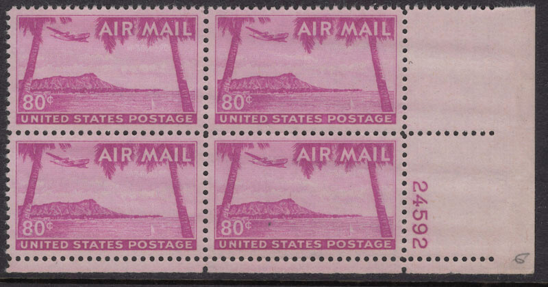 US Air Mail Hawaii Plate Block Scott C46 MNH
