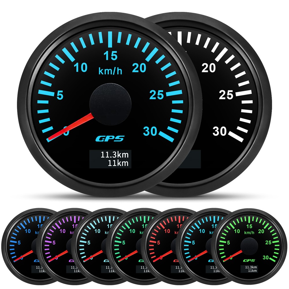 2'' 52mm GPS Speedometer 0-30Km/H Odometer Gauge 7 Colors LED For Marine Boat
