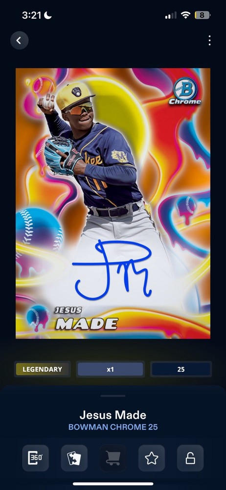 Topps Bunt 25 Digital Legendary Jesus Made Orange Bowman Chrome Rookie Auto Cc25
