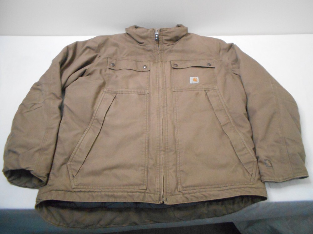 Carhartt Mens XLT Woodward Quilted Duck Work Jacket in Canyon Brown