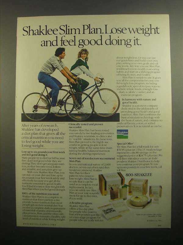 1984 Shaklee Slim Plan Weight Loss Ad - Feel Good
