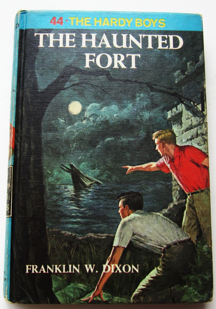 Hardy Boys The Haunted Fort Hardcover #44 1975 Mystery Book White Multi Endpaper