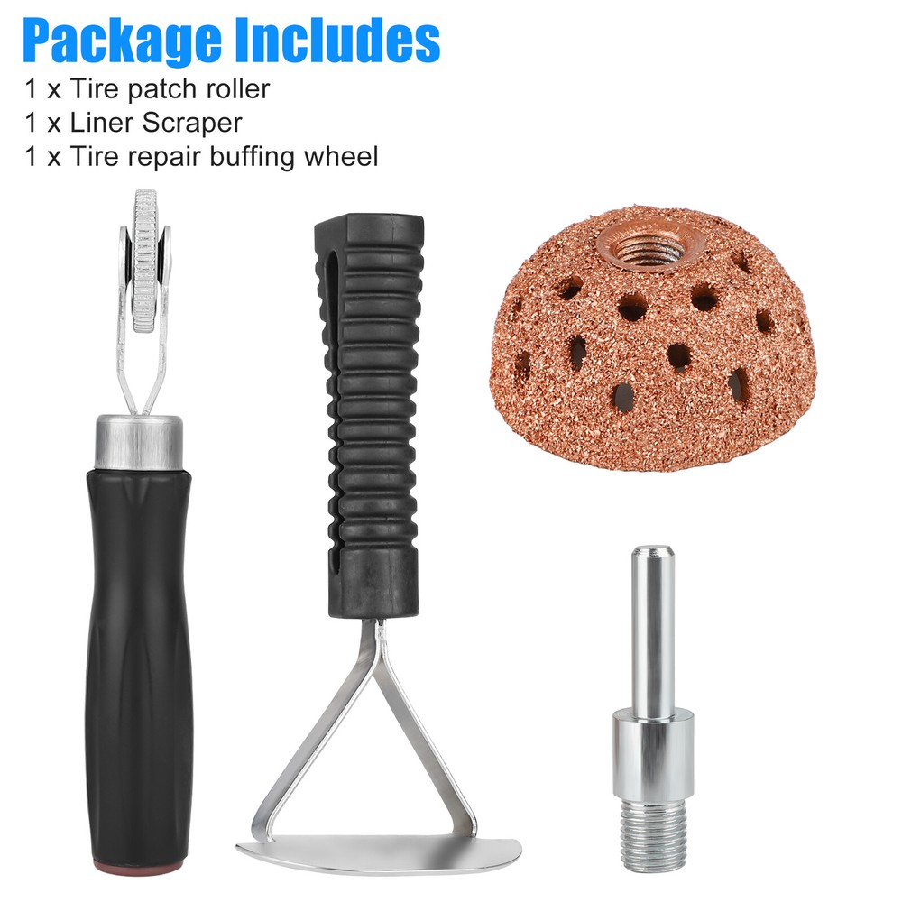 Tire Repair Patch Tool Liner Scraper Kit Grinding Head Buffing Wheel Car Truck