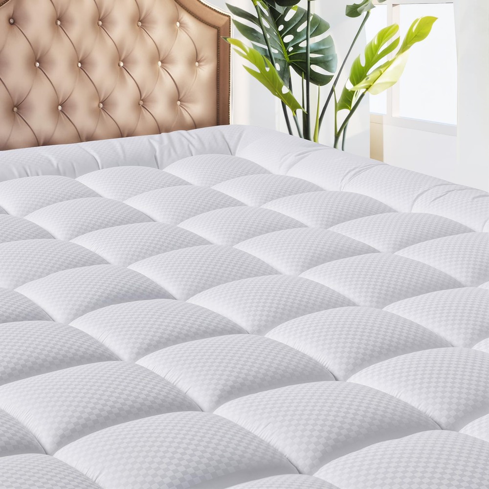 Bedding Quilted Fitted King Mattress Pad Cooling Breathable Fluffy Soft Mattr...
