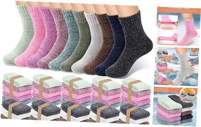 Newcotte 60 Pairs Winter Thermal Wool Socks Bulk Soft Warm Socks for Women Men