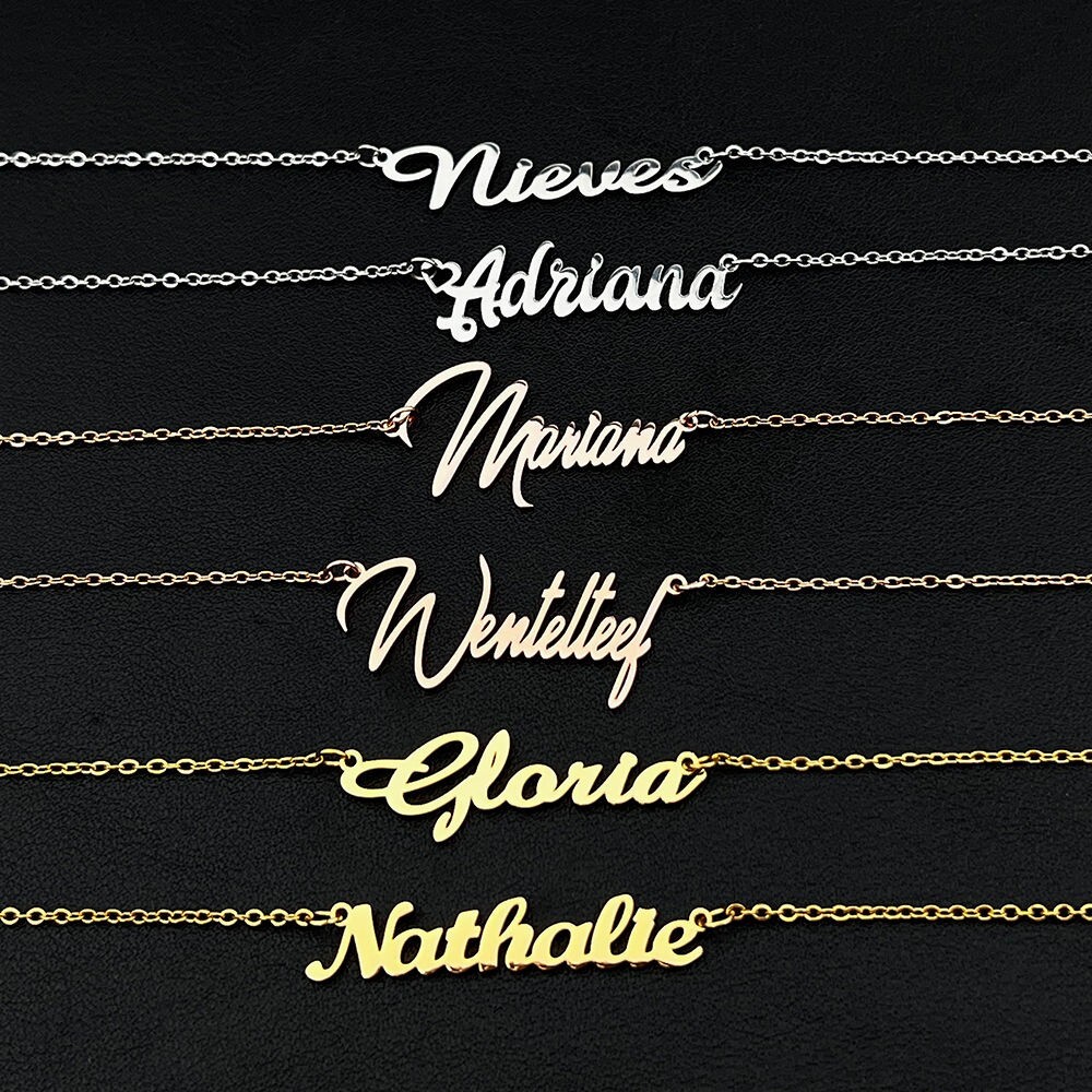 Custom Name Necklace Personalized Stainless Steel Letter Pendant Chain Nameplate