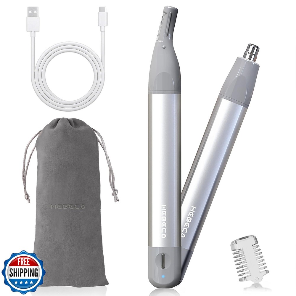 HEBECA 2in1 Nose & Facial Hair Trimmer for Men and Women - Metallic Design