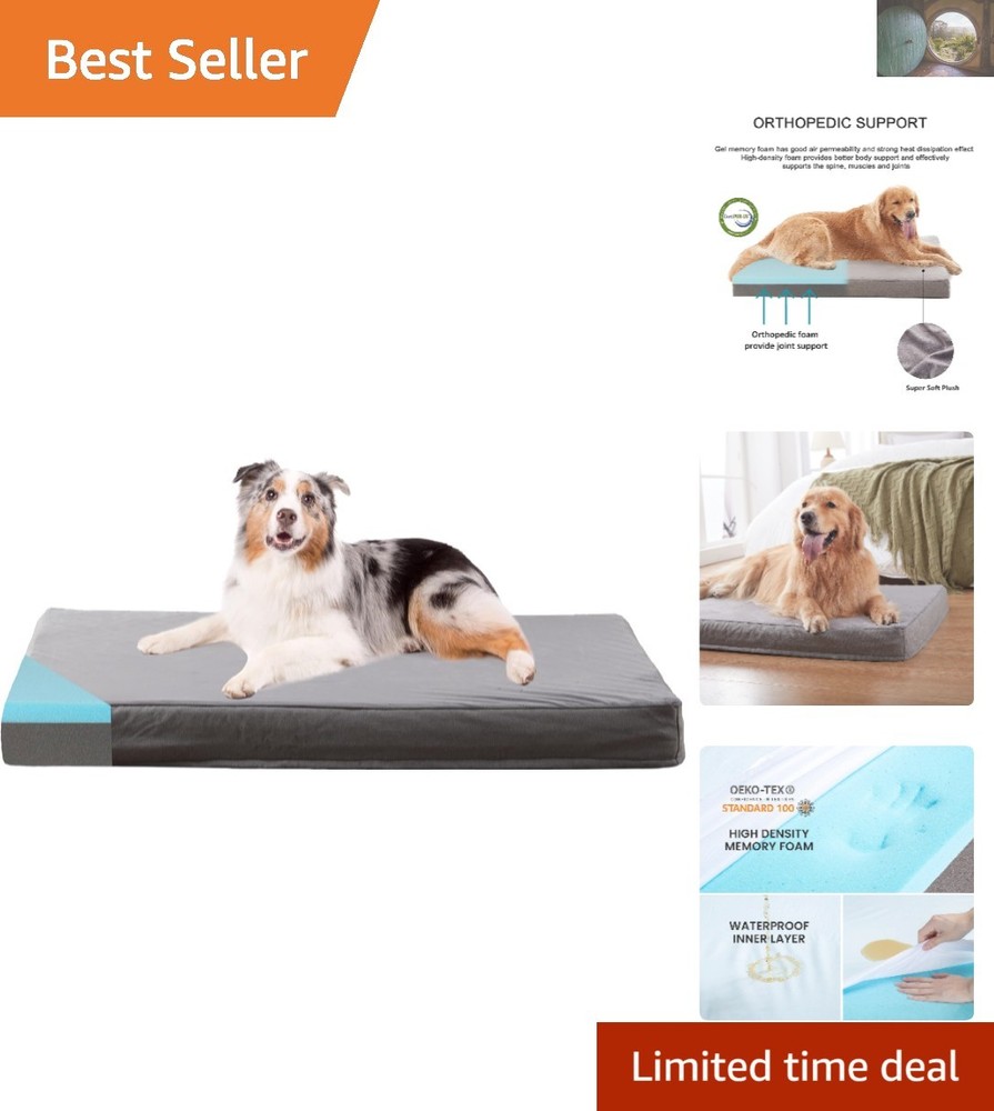 Cooling Orthopedic Dog Bed Waterproof Non-Slip 35 Inch Comfort Support
