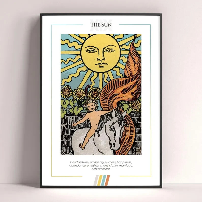 Sun Tarot Card Art Print Poster – Tarot Printable Wall Decor  