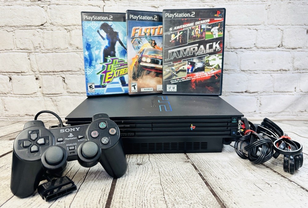 Sony PlayStation 2 SCPH-50001 Bundle with 3 Games Network Adapter Controller