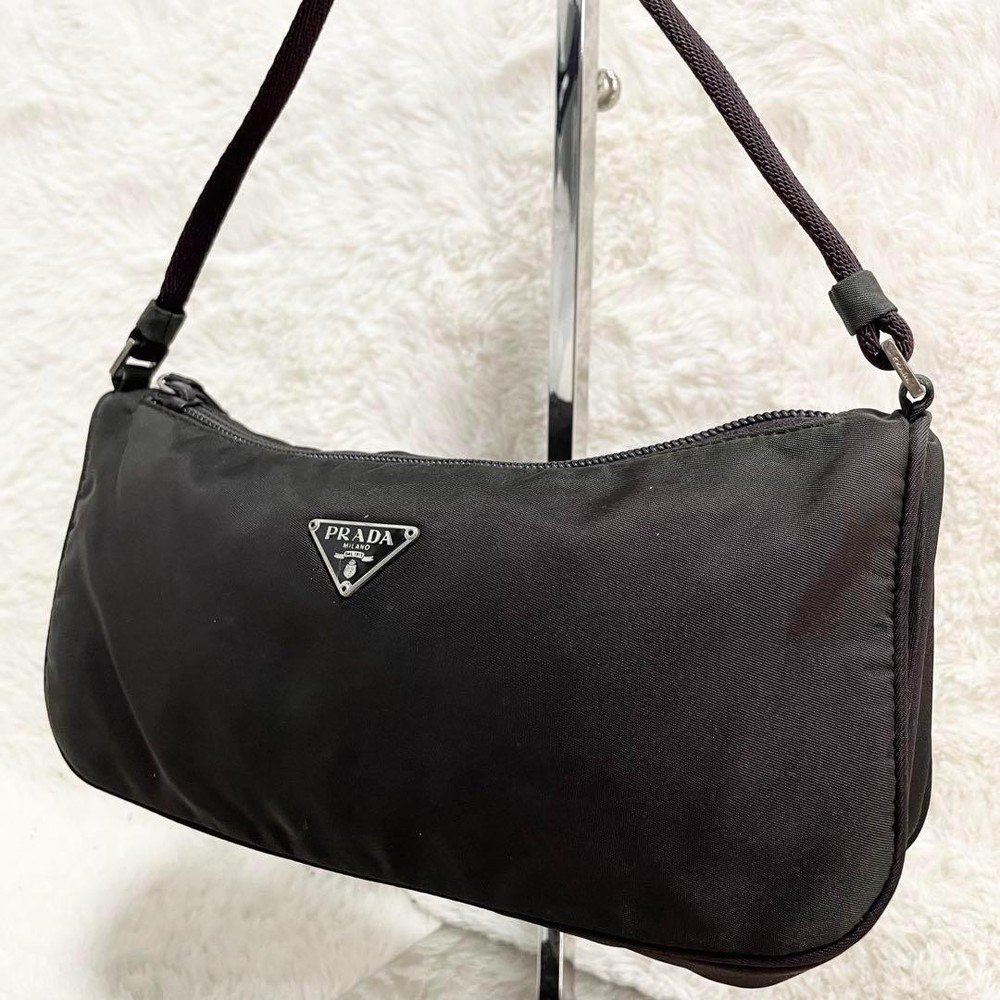 Prada White Nylon Triangle Logo Shoulder Pouch Multifunctional Crossbody Bag