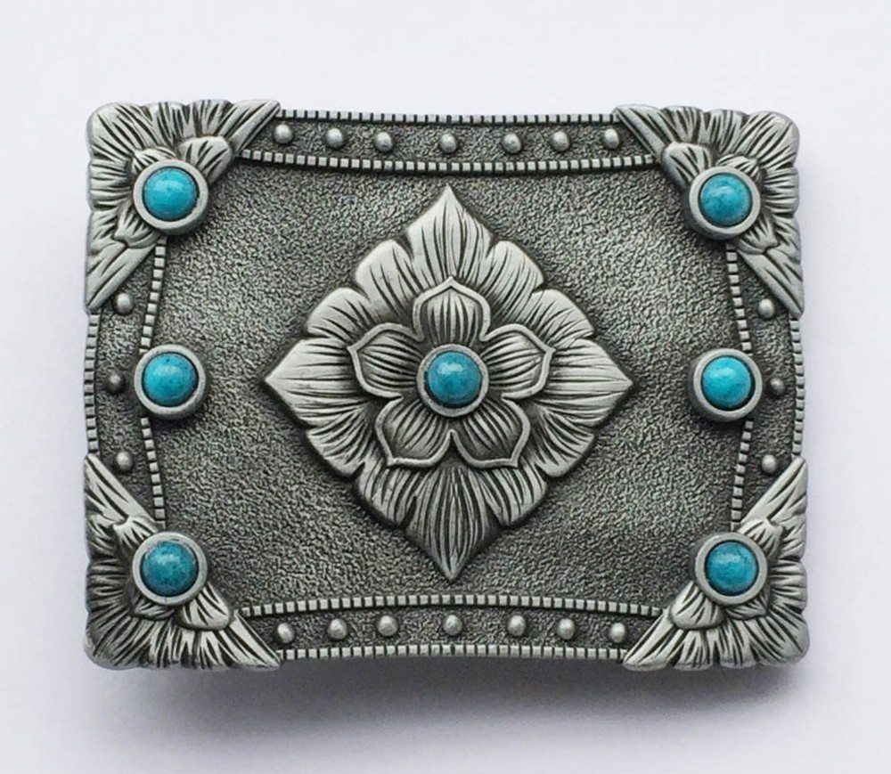 Western Cowboy Belt Buckle for Men Women Rodeo Casual Wear Vintage Style Flower