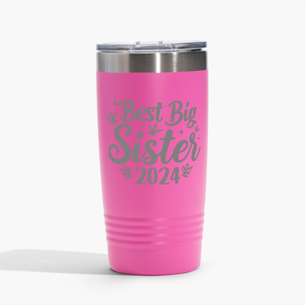 Best Big Sister 2024 - Pink 20oz Tumbler - Perfect for Gifts! Free Shipping!