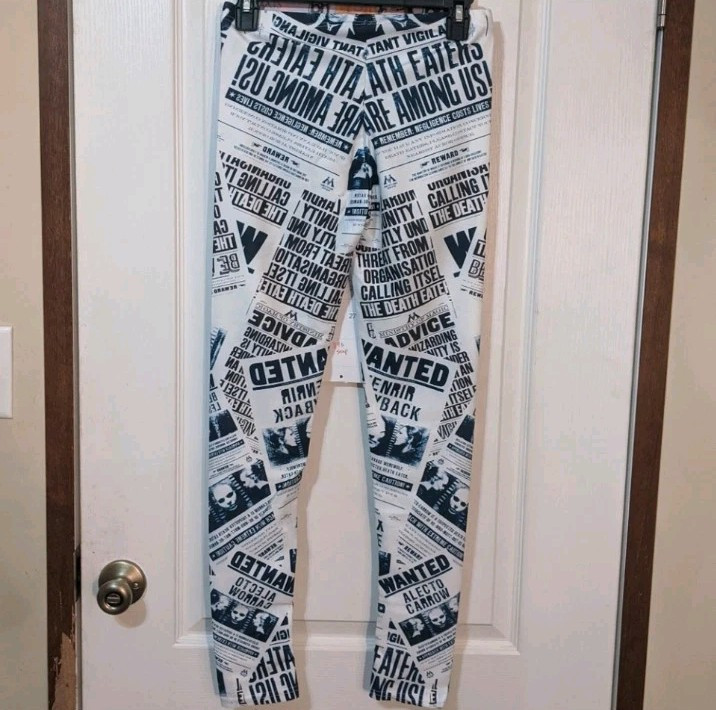 Harry Potter Death Eaters Wanted Newspaper Print Leggings