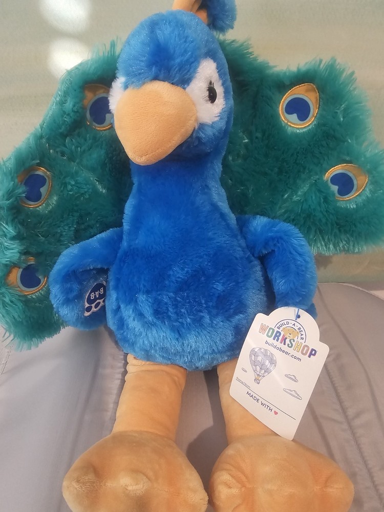 Build-A-Bear 16 Inch Exclusive Green and Blue Peacock Plush Stuffed Animal  