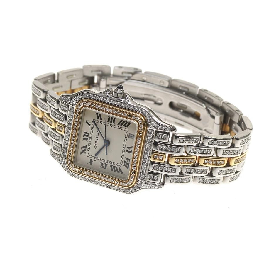 CARTIER Panther MM 1 Row After Diamond Quartz Unisex Watch #919