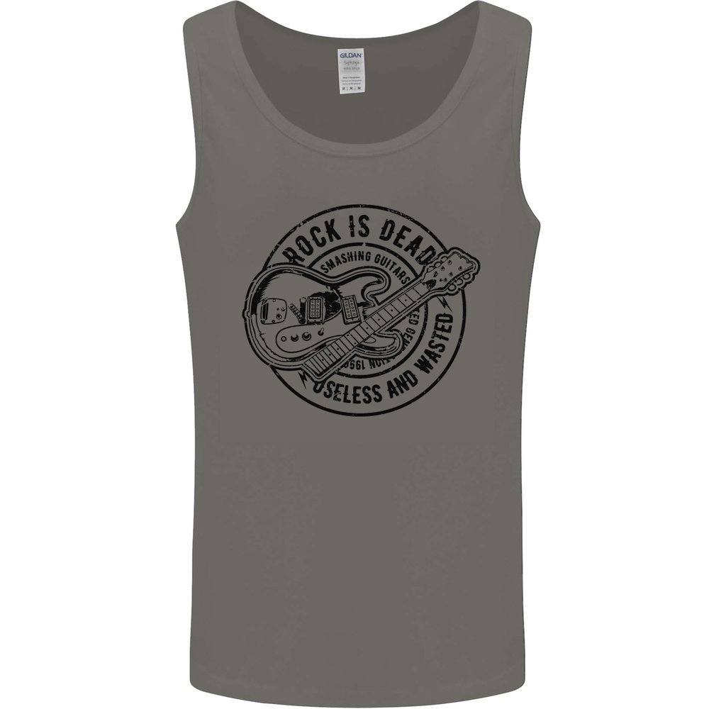 Rock Is Dead Funny Music Rock n Roll Guitar Mens Vest Tank Top