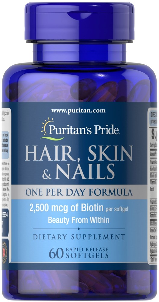 Puritan's Pride Hair Skin Nails Daily Supplement 60 Softgels