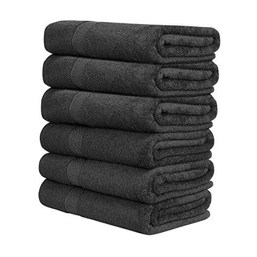 Luxury 100% Cotton Hotel & Spa Bath Towels Pack of 6 - 24x48 Inches - Soft Grey