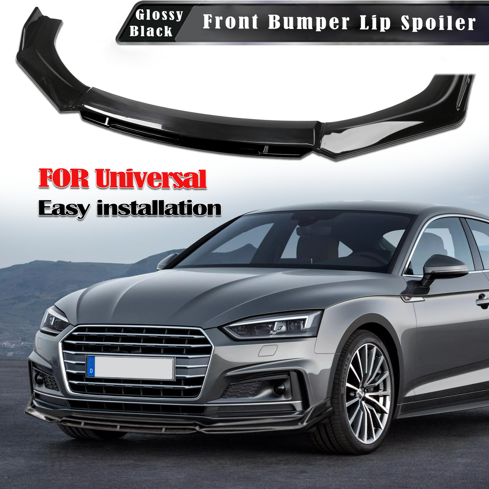 For Audi A3 A4 A5 A6 Glossy Black Front Bumper Lip Spoiler Splitters Body Kit