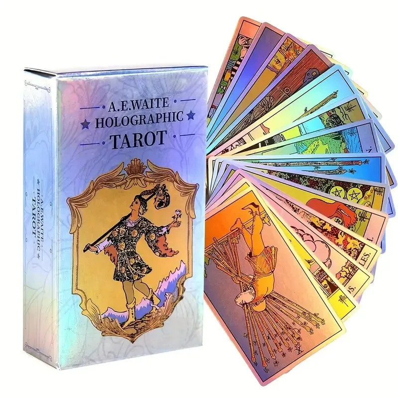 1 Box Classic Holographic Tarot Card Game With Flash Cards