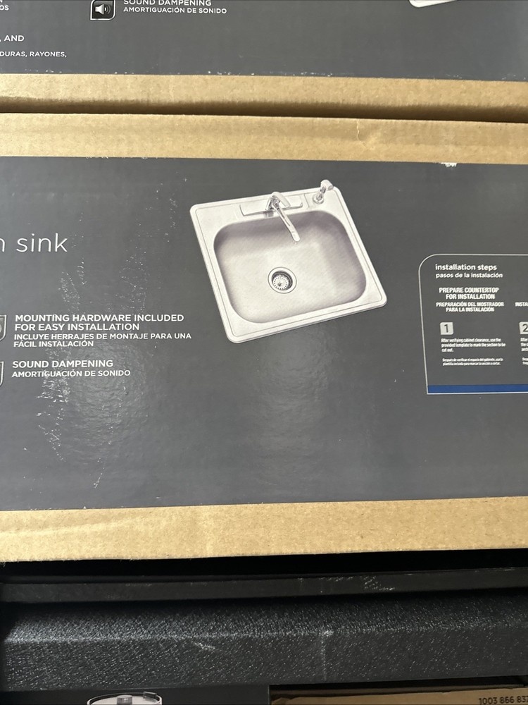 Glacier Bay 25-inch Drop-In Single Bowl Stainless Steel Kitchen Sink Set D49 22 Gauge