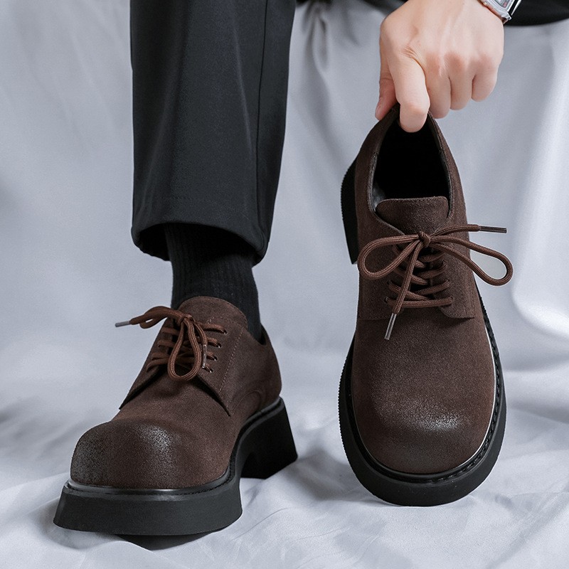 New British Men's Casual Leather Shoes Workwear Lace Up Retro Round Toe Shoes Sz