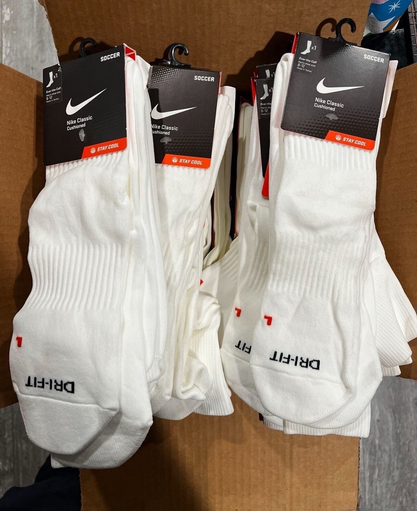 One White Nike Academy Over-The-Calf Soccer Socks - Large