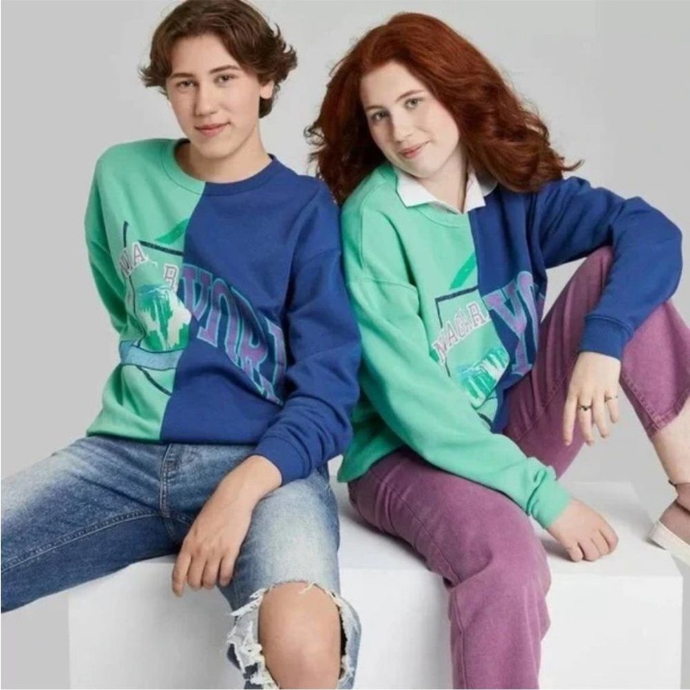 Wild Fable Sweatshirt Retro Niagara Falls Oversized Fleece Colorblock Unisex