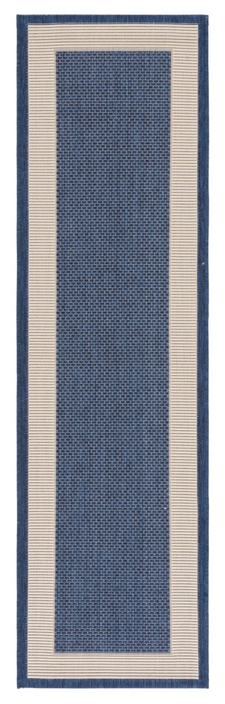 SAFAVIEH Courtyard Justine Navy Beige Indoor Outdoor Runner Rug 2x3