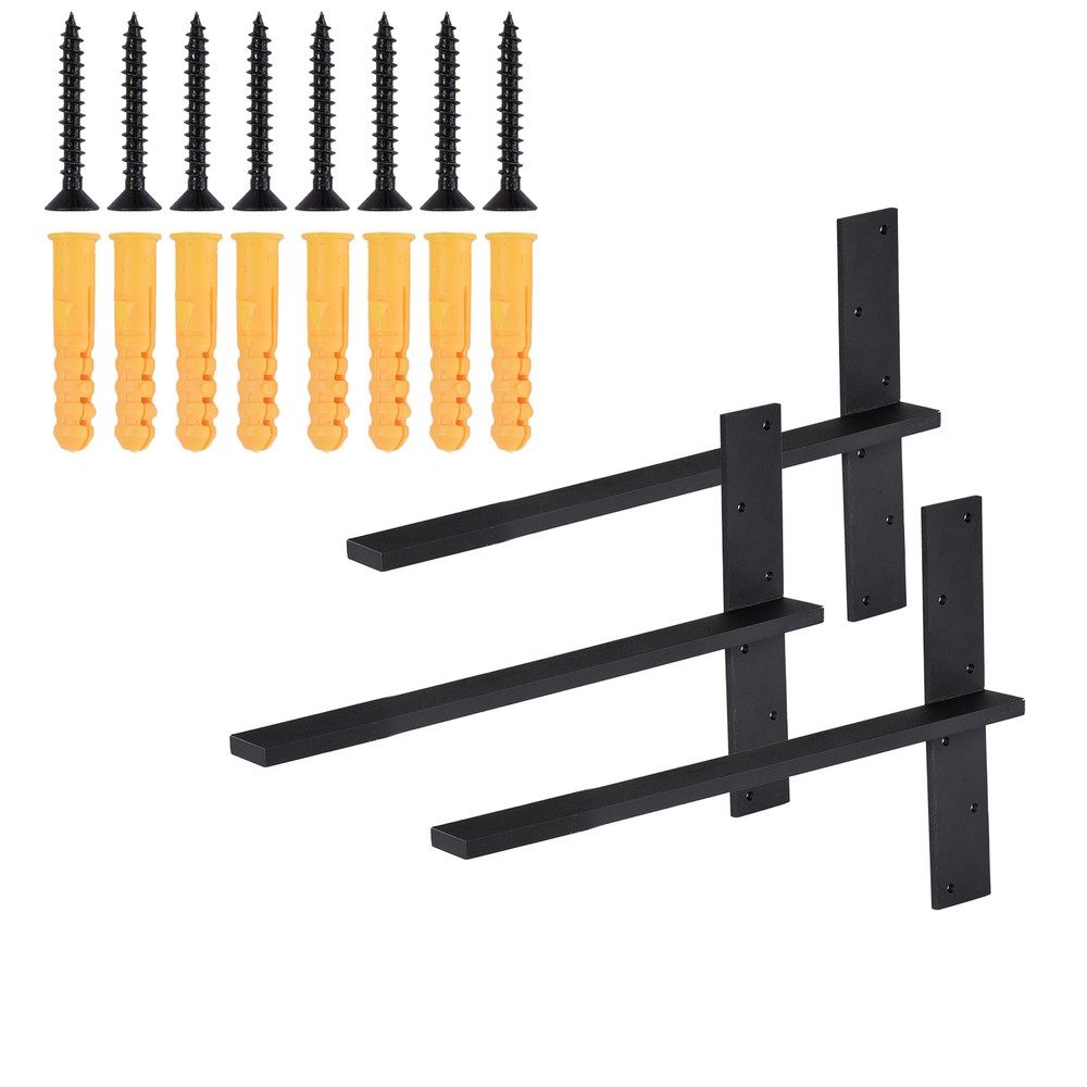 3pcs T-Shaped Floating Shelf Brackets 18-24in Heavy Duty Shelf Supports