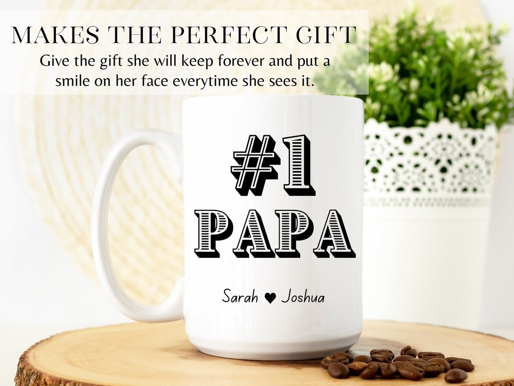 Personalized Papa Coffee Mug - Custom Name Gift for Father's Day
