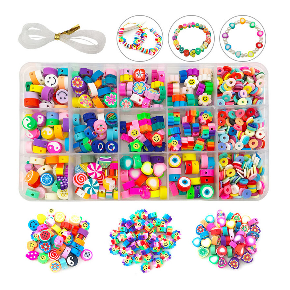 990pcs Polymer Clay Beads Heishi Beads for Bracelets Necklace Jewelry Making Kit
