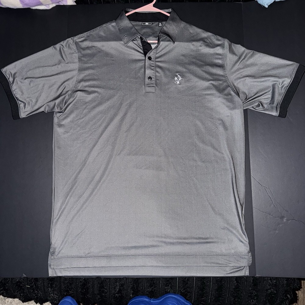 FootJoy Golf Polo Shirt XL Gray Black Men's Short Sleeve Embroidered Logo