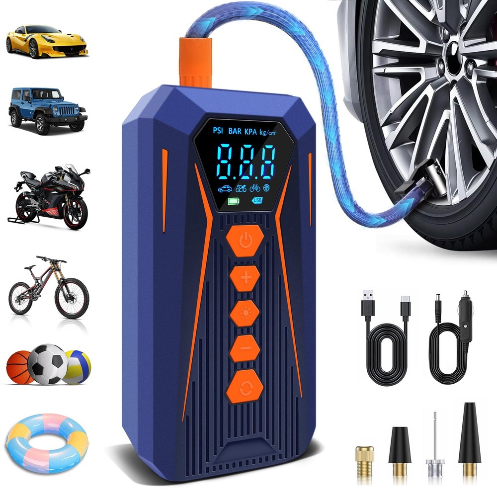Tire Inflator Portable Air Compressor,2X fast Inflatable Portable Tire Pump, ...