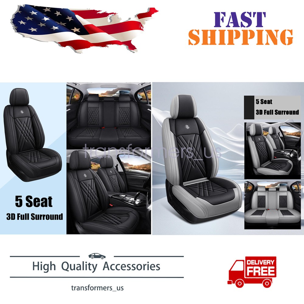 Chevrolet Silverado GMC 1500 2500HD 3500HD Full Leather Seat Covers 5-Seat Set  