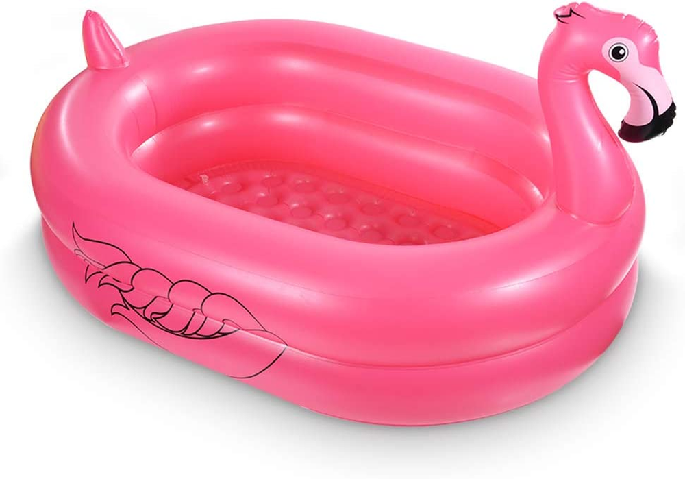 Inflatable Flamingo Kiddie Pool with Soft Cushioned Floor for Safe Play