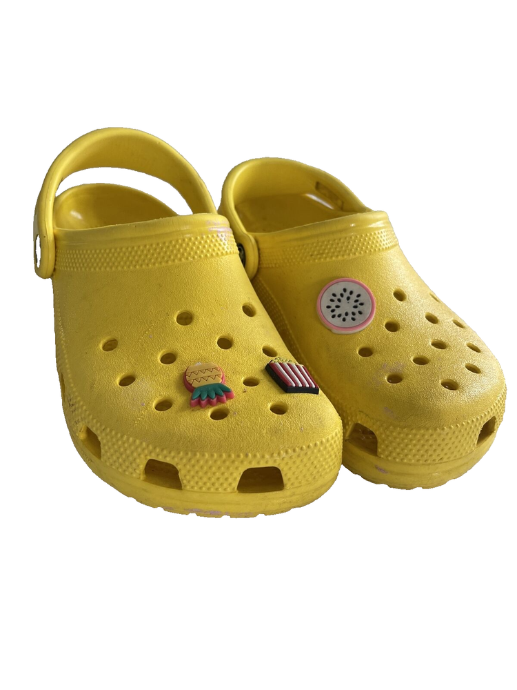 Yellow Crocs Clogs M 4 W 6 Pineapple Fruit Popcorn Jibbitz Charms Waterproof