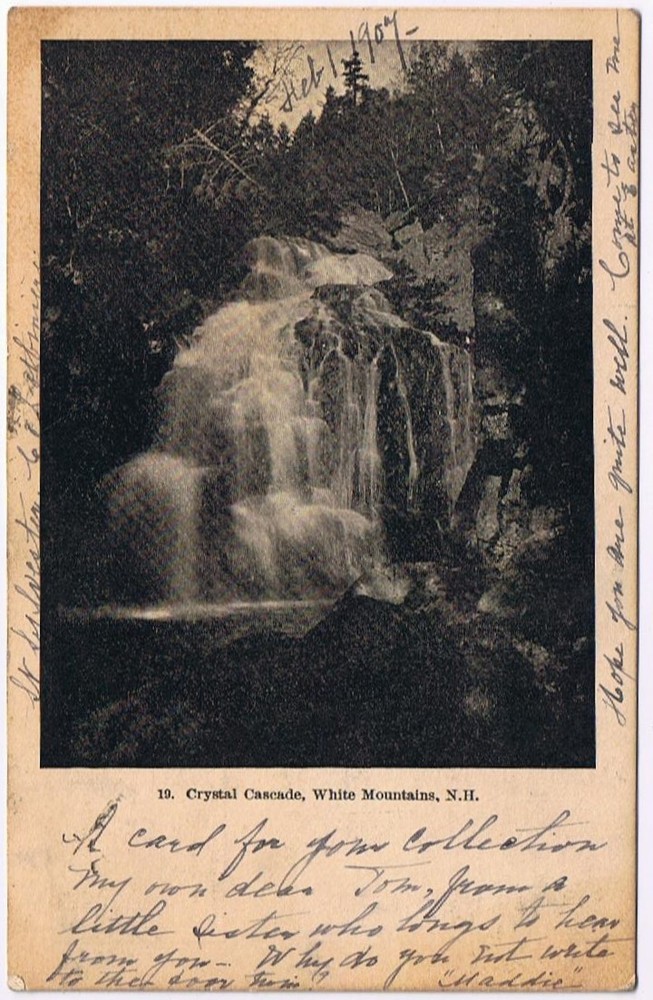 Crystal Cascade White Mountains NH Scenic Postcard