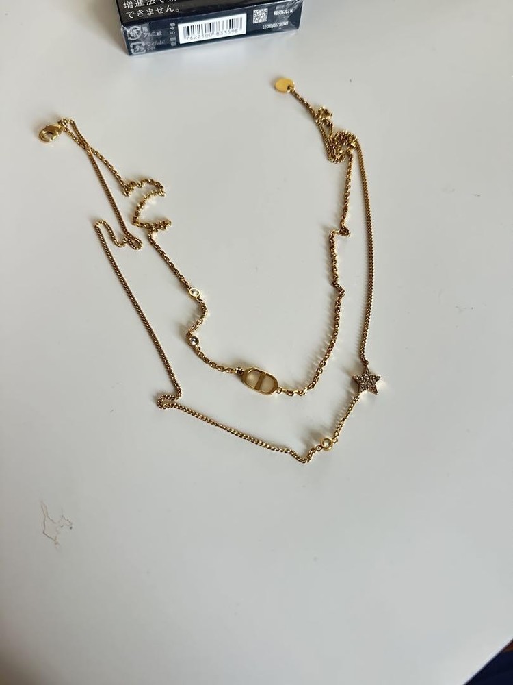 Dior 2-Row Gold-Tone Necklace with Signature Charms