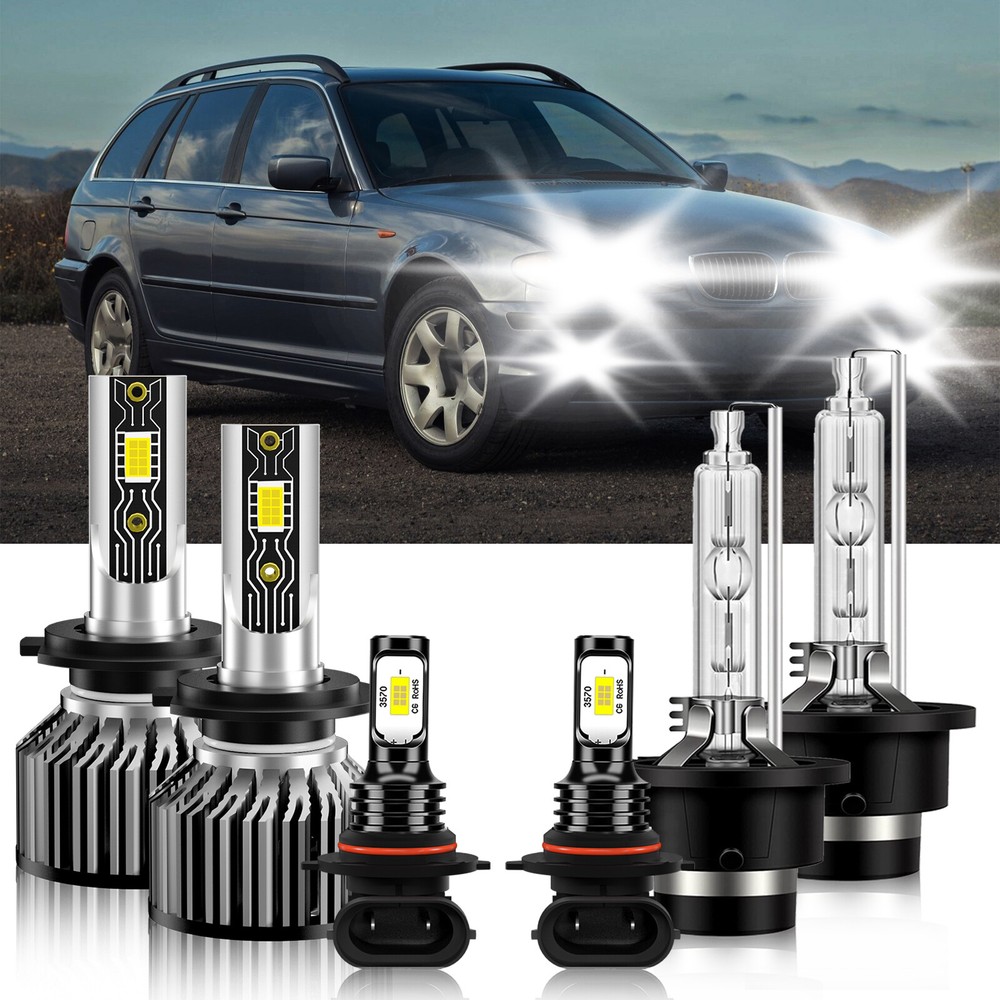 6Pcs LED Headlight Fog Light Bulbs white Combo 6500K For BMW 325xi 2001-2001