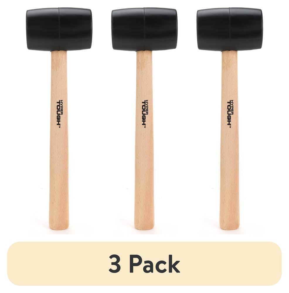 3-Pack 16oz Rubber Mallet with Durable Wood Handle