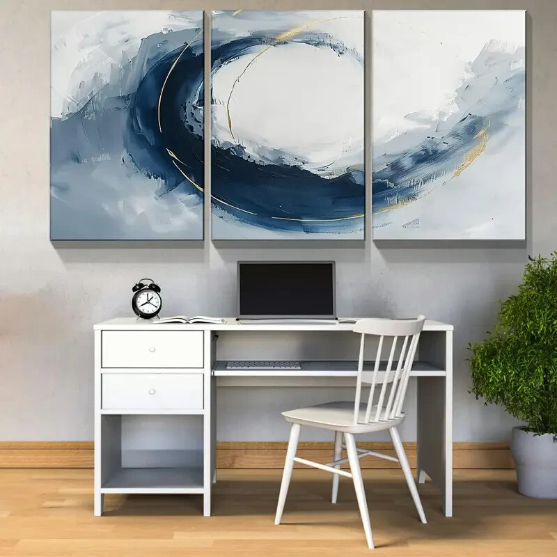 3pcs  Sea Waves Abstract Canvas Wall Art Canvas Unframed