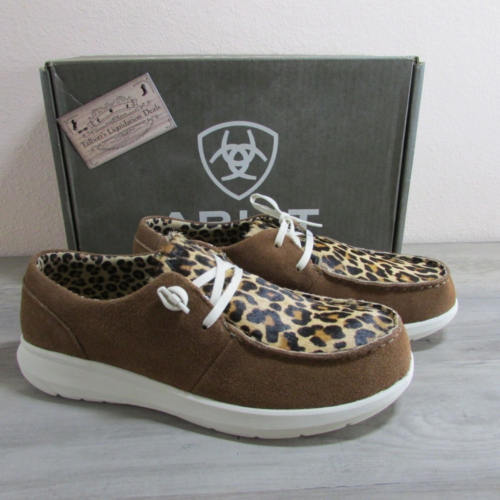 Ariat Women's Hilo Slip on Sneaker Shoe - Ginger Spice With Leopard Hair On 1004