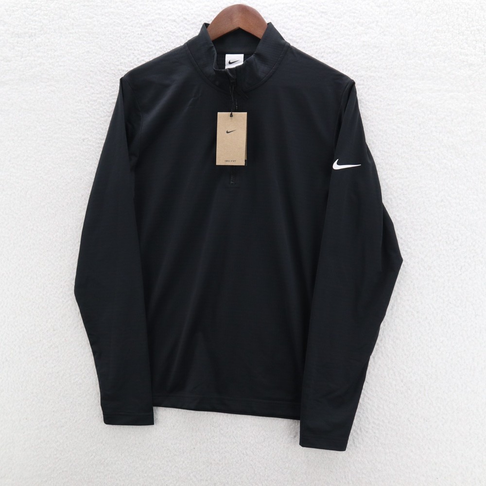 Nike Golf Top Mens Small Black Victory Dri-FIT 1/2 Zip Sports Swoosh Athletic