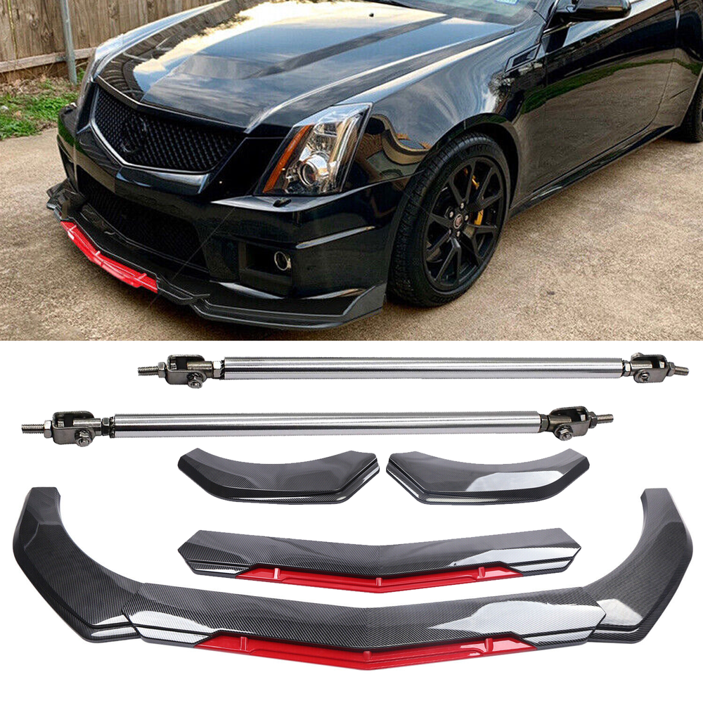 2014-2017 Infiniti Carbon Fiber Front Bumper Lip Spoiler Splitter with Strut Rods