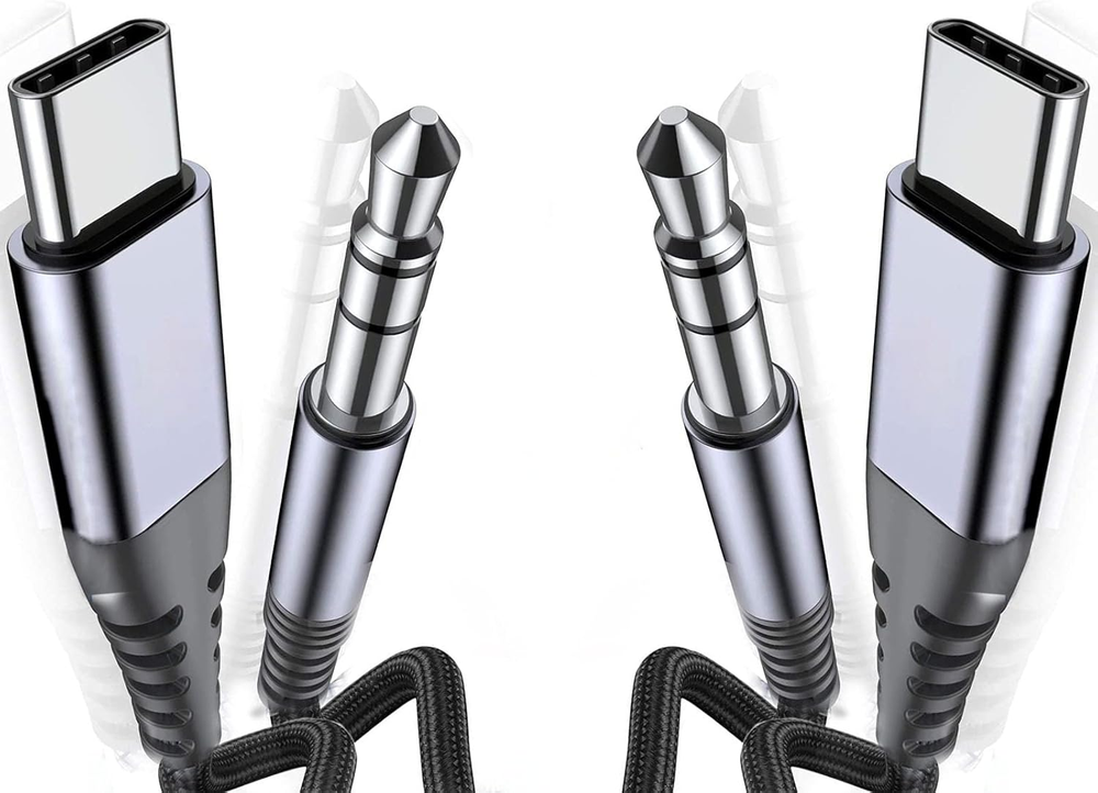 USB C to 3.5Mm AUX Audio Jack Cable 2 Pack, 3.3Ft Type C to 3.5Mm Headphone Nylo