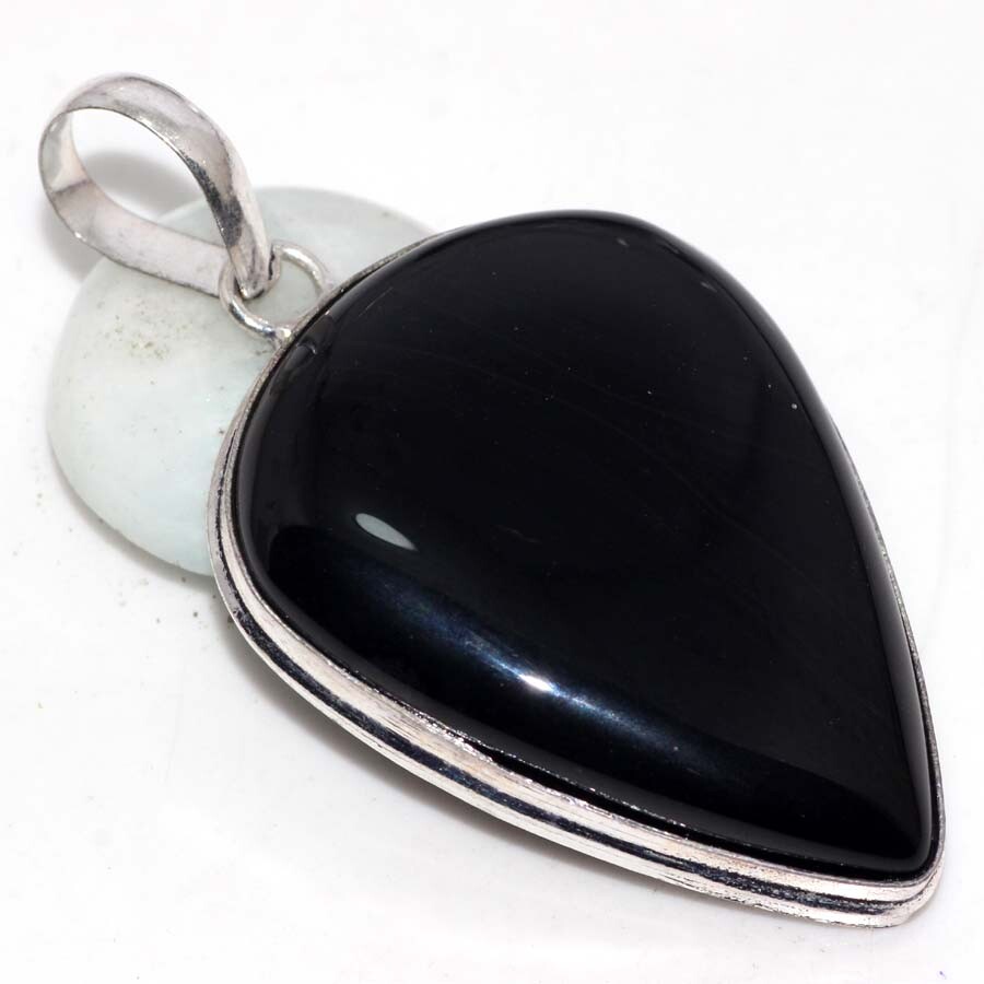 Black Onyx 925 Silver Plated Gemstone Pendant 2.3