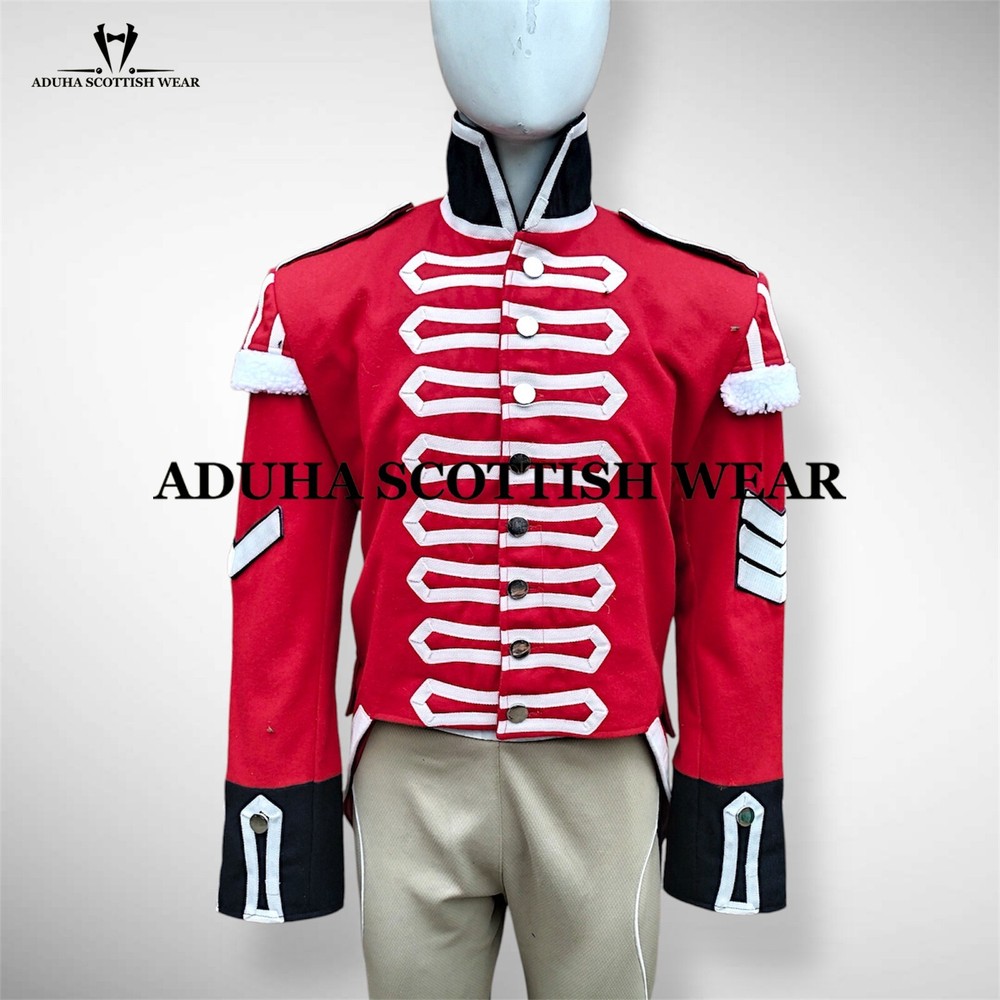 New Men's Red British Regt Deatsville Officer Historical Military Wool Jacket,